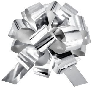 Бант Шар, Серебро, Металлик, 10 см, 1 шт. в упак. 