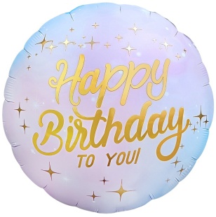 Шар (18''/46 см) Круг, Happy Birthday, Сиреневый, Градиент, 1 шт. в уп.