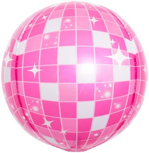Шар 3D (22''/56 см) Сфера, Диско, Розовый, 1 шт.