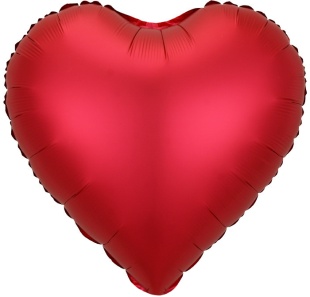 Шар с клапаном (9''/23 см) Мини-сердце, Красный, Сатин, 5 шт. в уп.